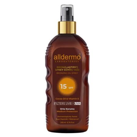 Alldermo Bronzlaştırıcı Sprey Güneş Yağı SPF15 Sprey 200 ml - 1