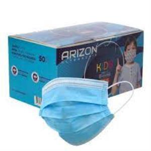 Arizon - Arizon 3 Katlı 10'lu Poşetlenmiş Ultrasonik Mavi Çocuk Cerrahi Maske Telli
