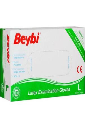 Beybi L Büyük Pudralı Lateks Muayene Eldiveni 100lü - 1