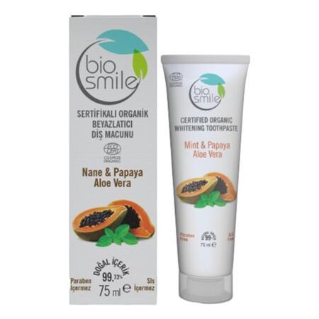 Bio Smile Nane& Papaya& Aloe Vera Diş Macunu 75ml Beyazlatıcı Organik Sertifikalı - 1