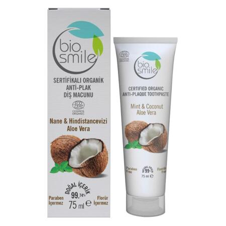 Bio Smile Nane&Coconut&Aloe Vera Diş Macunu 75ml Anti Plak Organik Sertifikalı - 1