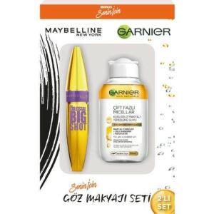 Garnier Çift Bazlı Miceller 100 ml+ Maybelline Rimel Maskara Göz Makyajı Seti (Mor) - Garnier