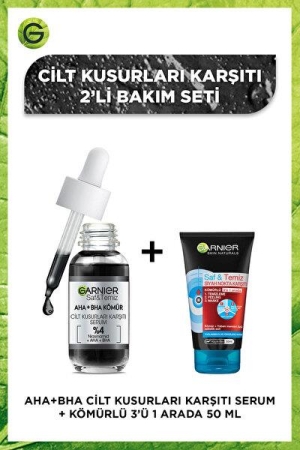 Garnier Skin Naturals Yüz Bakım Serumu AHA+BHA Siyah 30 ml+ Temizleme Jeli 50 ml