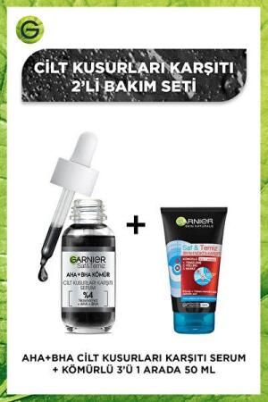 Garnier Skin Naturals Yüz Bakım Serumu AHA+BHA Siyah 30 ml+ Temizleme Jeli 50 ml - 1