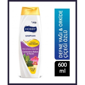 Hobby - Hobby Şampuan 600 ml Mat ve Cansız Saçlar için Canlandırıcı Bakım ve Hacim Defne Yağı ve Orkide Çiçeği