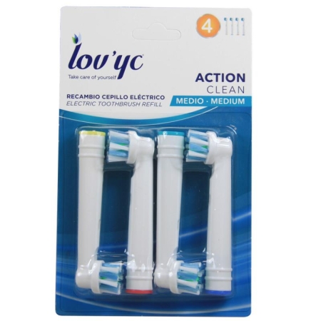 Lov'yc Action Clean Orta 4lü Elektrikli Diş Fırçası Yedeği