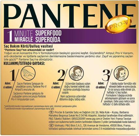 Pantene Ampul 1 Dakikada Mucize Superfood 3x15 ml - 8