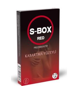 S-Box Red Kabartma Yüzeyli Prezervatif 12li - S-BOX
