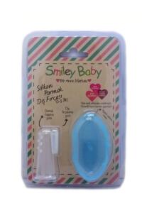 Smiley Baby Mavi Saklama Kaplı Parmak Fırça - Smiley Baby