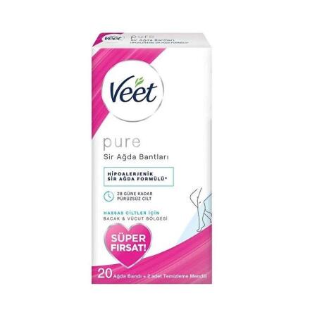 Veet Pure Sir Ağda Bandı 20li Süper Fırsat Hassas Ciltler Bacak&Vücut Bölgesi - 1